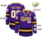 Custom Purple Yellow-Black Lace-Up Neck Hockey Jersey Limited