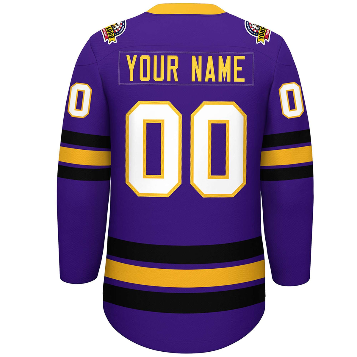 Custom Purple Yellow-Black Lace-Up Neck Hockey Jersey Limited