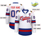 Custom White Red-Royal Lace-Up Neck Hockey Jersey Limited