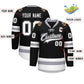 Custom Black White-Gray Lace-Up Neck Hockey Jersey Limited