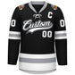 Custom Black White-Gray Lace-Up Neck Hockey Jersey Limited