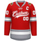 Custom Red White-Gray Lace-Up Neck Hockey Jersey Limited