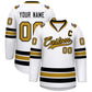 Custom White Old Gold-Black Classic Style Hockey Jersey