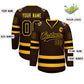 Custom Brown Black-Gold Classic Style Hockey Jersey Limited