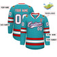 Custom Aqua White Royal-Red Classic Style Hockey Jersey Limited