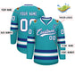 Custom Aqua White-Royal Classic Style Hockey Jersey Limited