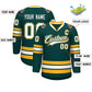 Custom Midnight Green White Olive-Gold Classic Style Hockey Jersey Limited