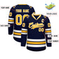 Custom Navy Gold-White Classic Style Hockey Jersey Limited