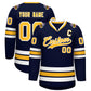 Custom Navy Gold-White Classic Style Hockey Jersey