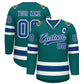 Custom Aqua Royal-White Classic Style Hockey Jersey