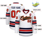 Custom White Navy Old Gold-Red Classic Style Hockey Jersey Limited