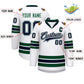 Custom White Navy White-Green Classic Style Hockey Jersey Limited