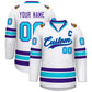 Custom White Purple-Powder Blue Classic Style Hockey Jersey