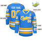 Custom Powder Blue Gold-White Classic Style Hockey Jersey Limited