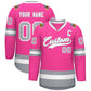 Custom Pink White-Gray Classic Style Hockey Jersey