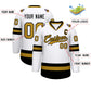 Custom White Old Gold-Black Classic Style Hockey Jersey Limited