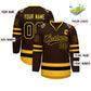 Custom Brown Black-Gold Classic Style Hockey Jersey Limited