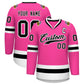 Custom Pink Black-White Classic Style Hockey Jersey