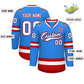 Custom Powder Blue White Royal-Red Classic Style Hockey Jersey Limited