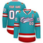 Custom Aqua White Royal-Red Classic Style Hockey Jersey