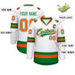Custom White Kelly Green White-Orange Classic Style Hockey Jersey Limited