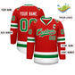 Custom Red Kelly Green-White Classic Style Hockey Jersey Limited