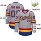 Custom Gray Royal Gold-Red Classic Style Hockey Jersey Limited