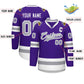 Custom Purple Gray-White Classic Style Hockey Jersey Limited