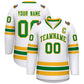 Custom White Kelly Green-Gold Classic Style Hockey Jersey