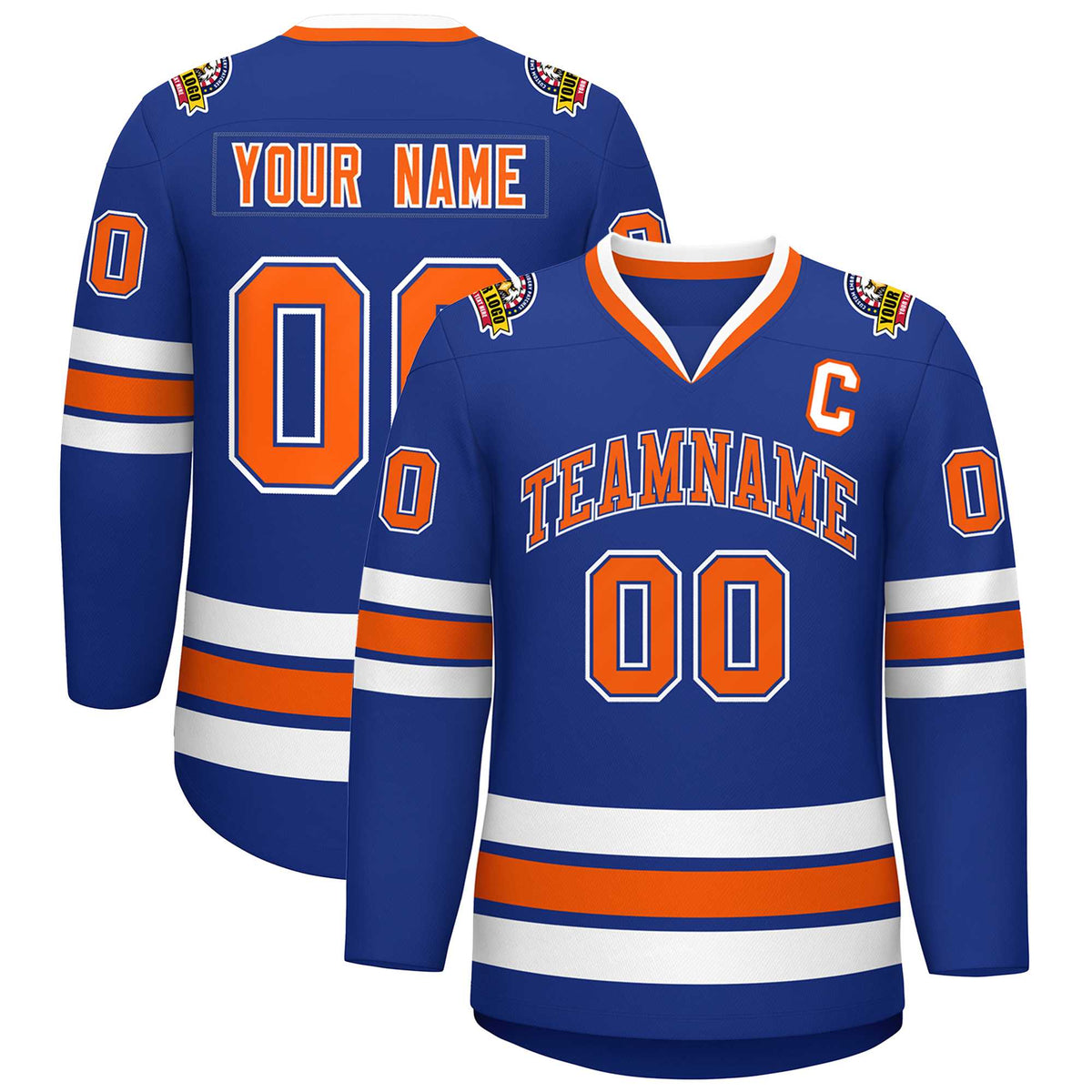 Custom Royal Orange Royal-White Classic Style Hockey Jersey