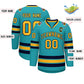 Custom Aqua Gold-Navy Classic Style Hockey Jersey Limited