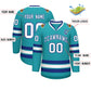 Custom Aqua White-Royal Classic Style Hockey Jersey Limited