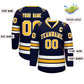 Custom Navy Gold-White Classic Style Hockey Jersey Limited