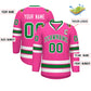 Custom Pink Kelly Green-White Classic Style Hockey Jersey Limited