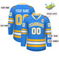 Custom Powder Blue Gold-White Classic Style Hockey Jersey Limited
