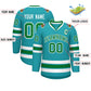 Custom Aqua Kelly Green-White Classic Style Hockey Jersey Limited
