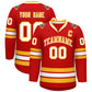Custom Red Gold-White Classic Style Hockey Jersey