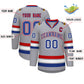 Custom Gray Royal White-Red Classic Style Hockey Jersey Limited