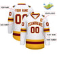 Custom White Crimson-Gold Classic Style Hockey Jersey Limited