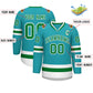 Custom Aqua Kelly Green-White Classic Style Hockey Jersey Limited