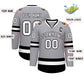 Custom Gray White-Black Classic Style Hockey Jersey Limited