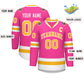 Custom Pink Gold-White Classic Style Hockey Jersey Limited