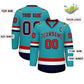 Custom Aqua Navy White-Red Classic Style Hockey Jersey Limited