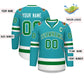 Custom Aqua Kelly Green-White Classic Style Hockey Jersey Limited