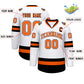 Custom White Orange White-Black Classic Style Hockey Jersey Limited