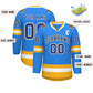 Custom Powder Blue Royal Gold-White Classic Style Hockey Jersey Limited