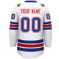Custom White Royal-Red Lace-Up Neck Hockey Jersey Limited