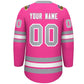 Custom Pink White-Gray Lace-Up Neck Hockey Jersey Limited