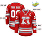 Custom Red White-Gray Lace-Up Neck Hockey Jersey Limited