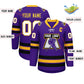 Custom Purple Yellow-Black Lace-Up Neck Hockey Jersey Limited